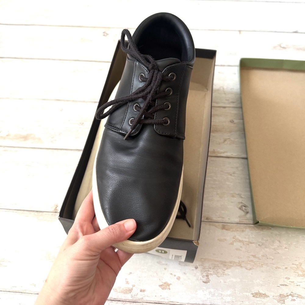 Goodfellow & Co Mens Size 11 Rome Sneakers Black Leather White Sole